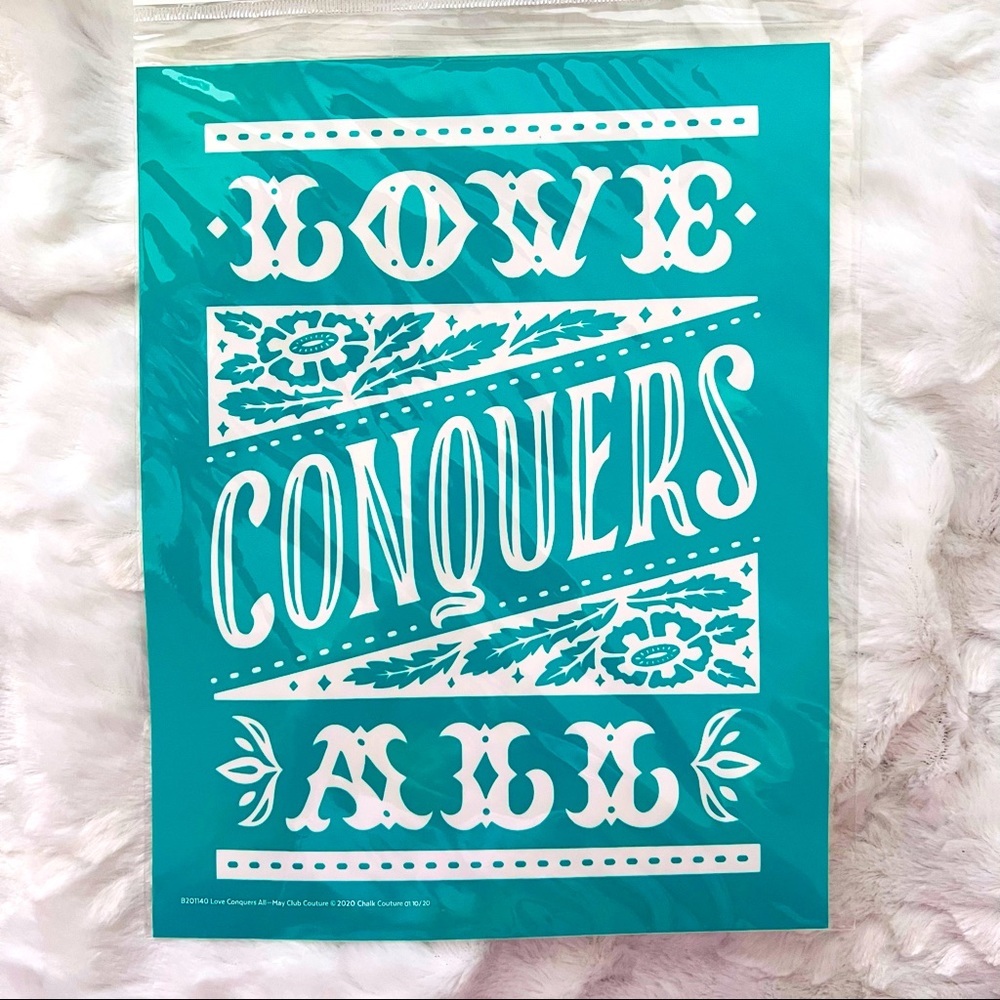 * LOVE CONQUERS ALL ~ Chalk Couture Reusable Transfer Stencil ~ 8.5x11